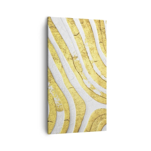 Quadro em tela - Composição a branco e ouro - 45x80 cm