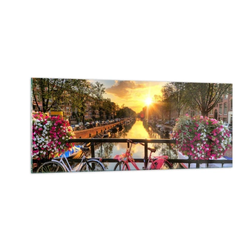 Quadro em vidro - Manhã de primavera em Amsterdã - 100x40 cm