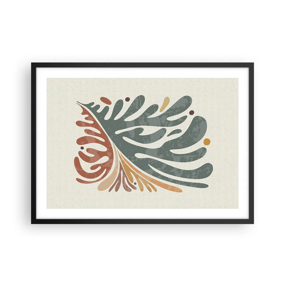 Pôster com moldura preta - Folha multicolorida - 70x50 cm