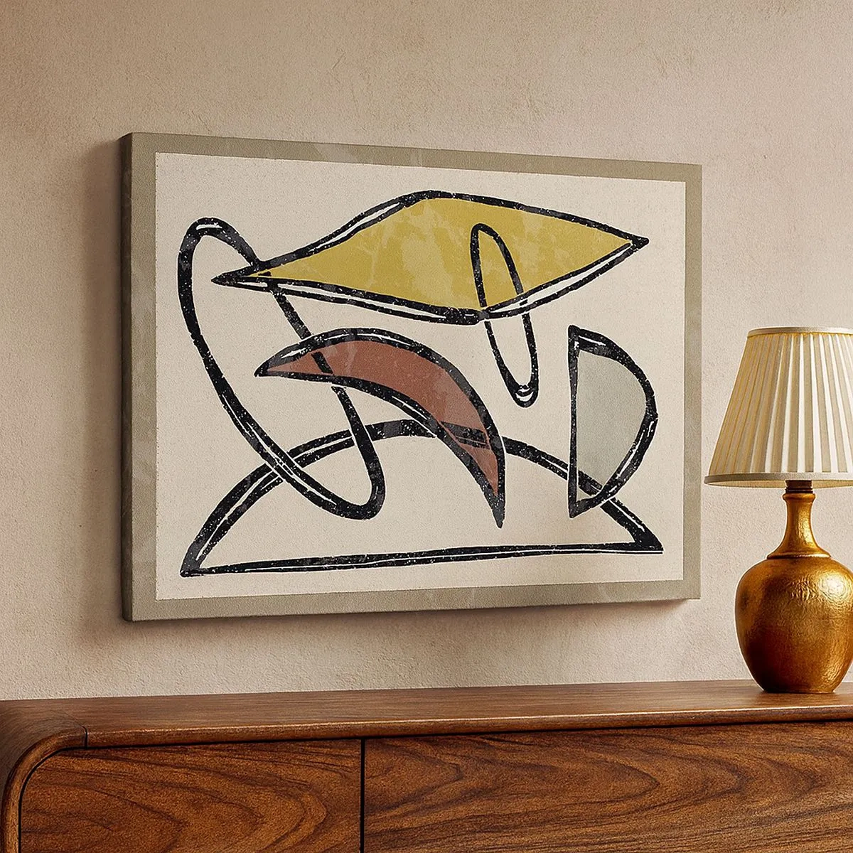 Quadro em tela - Abstração com formas geométricas e cores suaves - 70x50cm - Verticais e horizontais - Decoração de parede moderna para a sala de estar e quarto ARTTOR