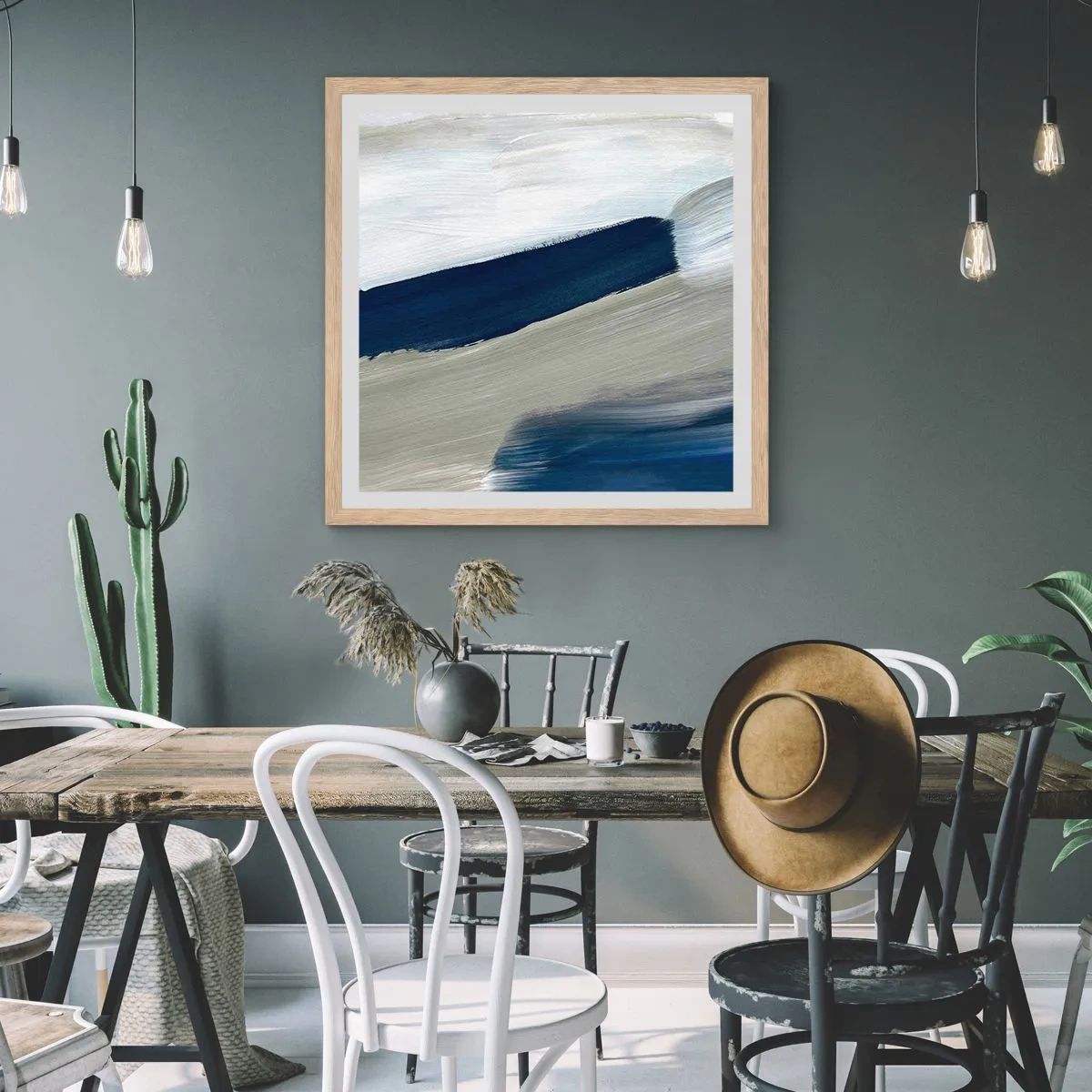 Pôster com moldura de carvalho claro - Encontro com a brancura - 30x30 cm