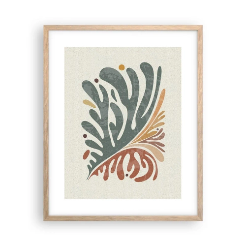 Pôster com moldura de carvalho claro - Folha multicolorida - 40x50 cm