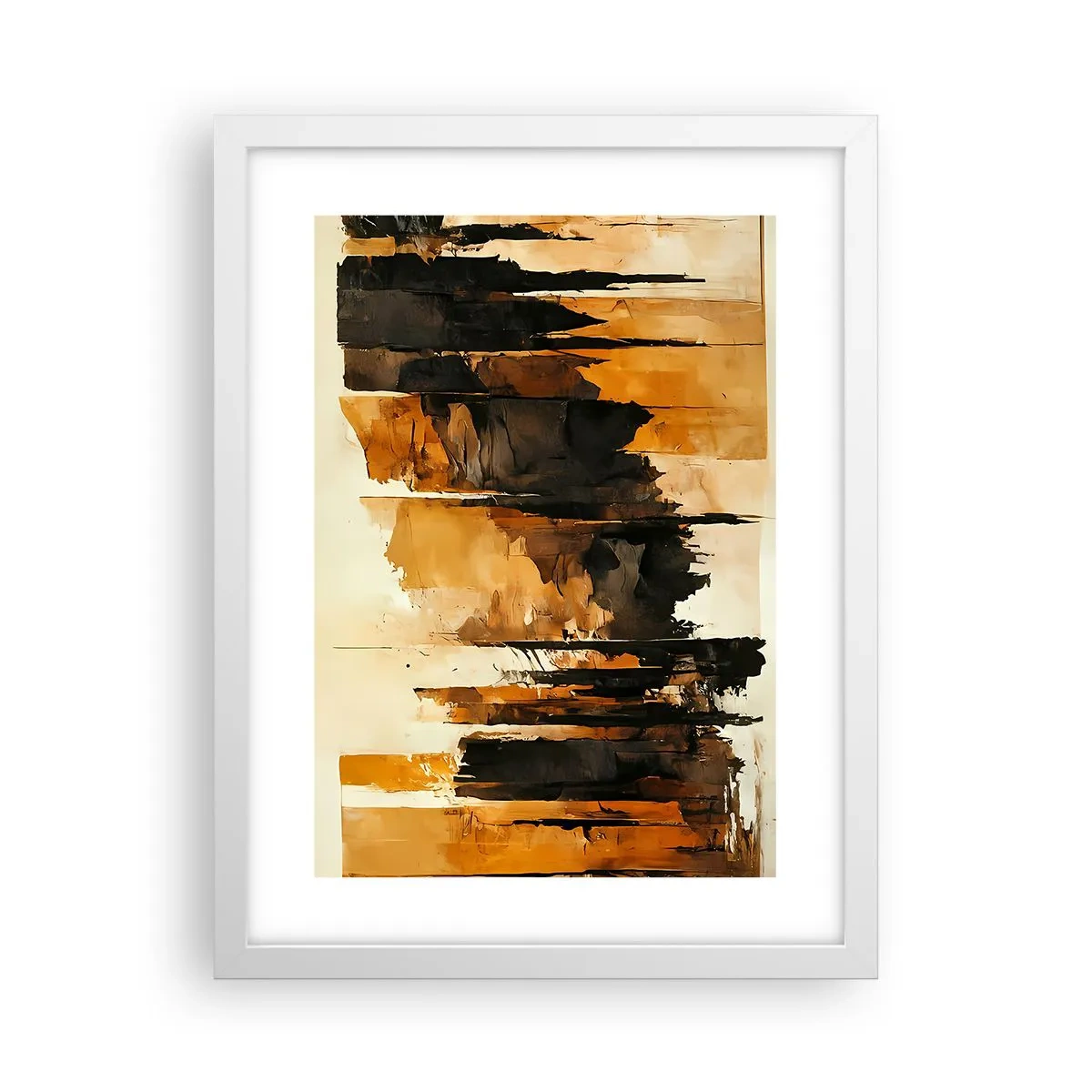 Pôster em moldura branca - Harmonia de preto e dourado - 30x40 cm