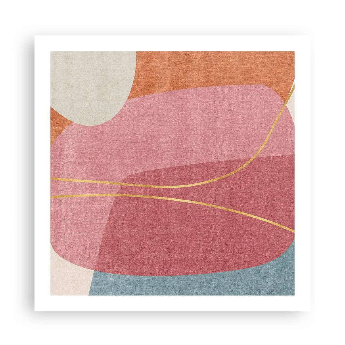 Pôster - Composição pastel com fio dourado - 60x60 cm