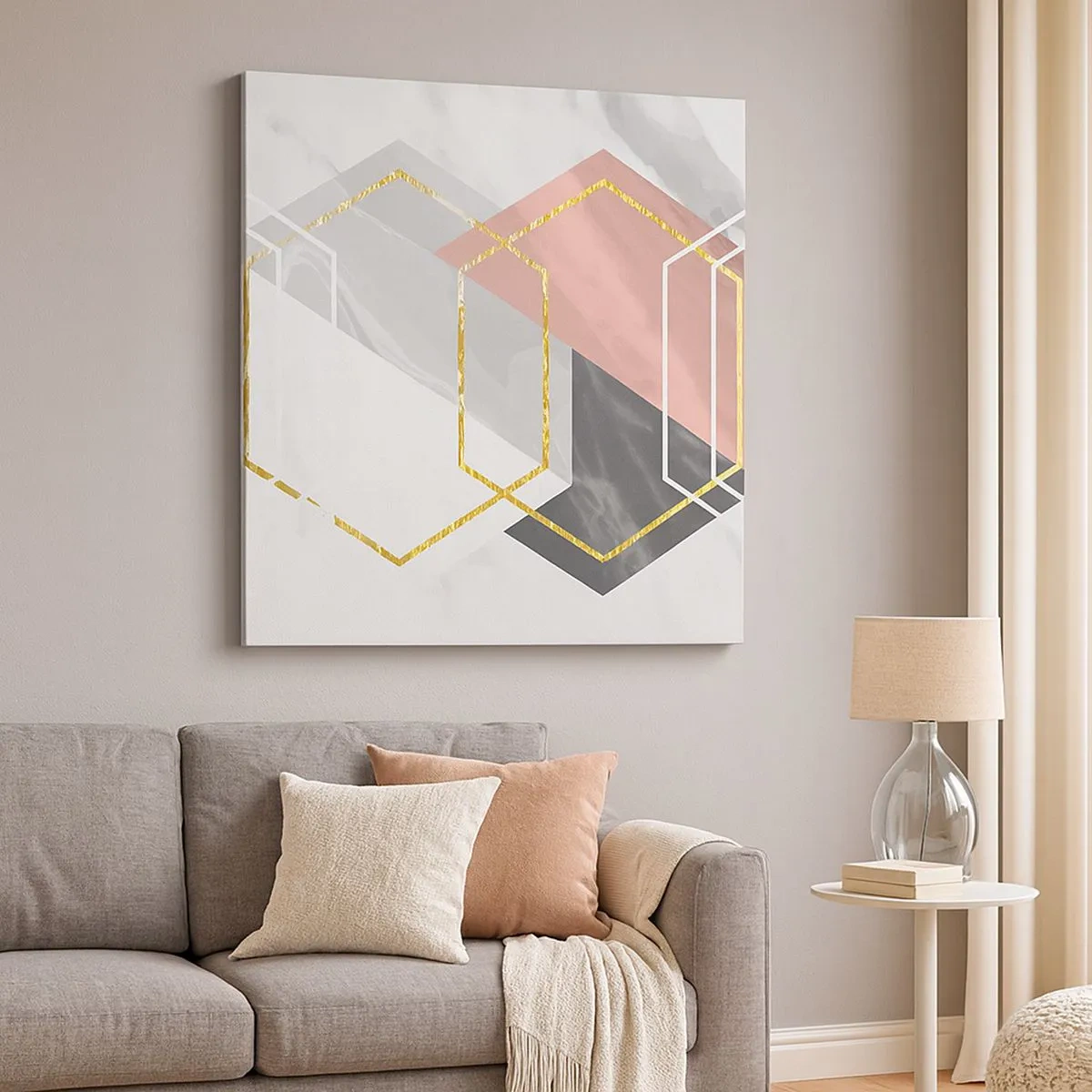 Quadro em tela - Composição em cadeia - 30x30 cm