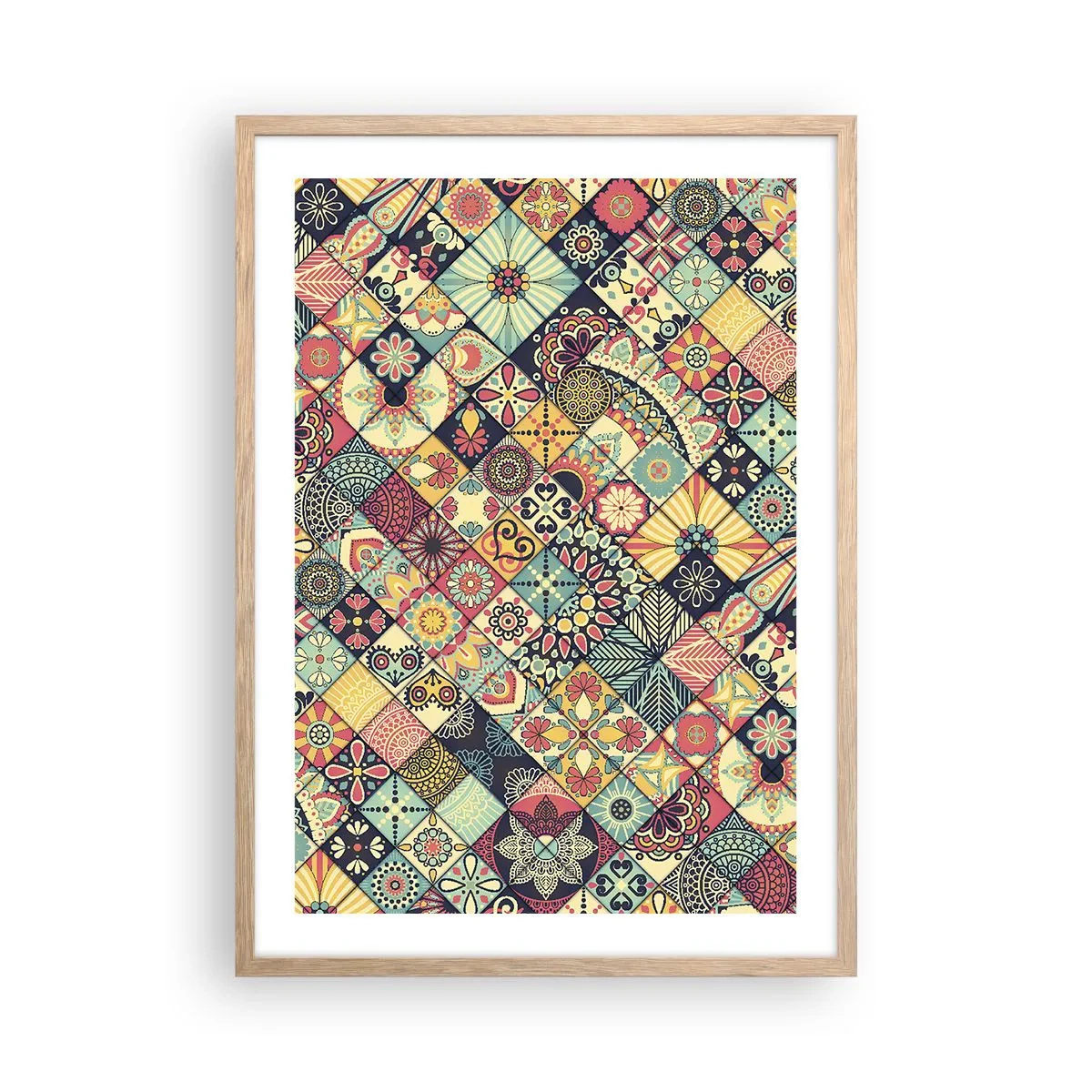 Pôster com moldura de carvalho claro - Vibrações marroquinas - 50x70 cm