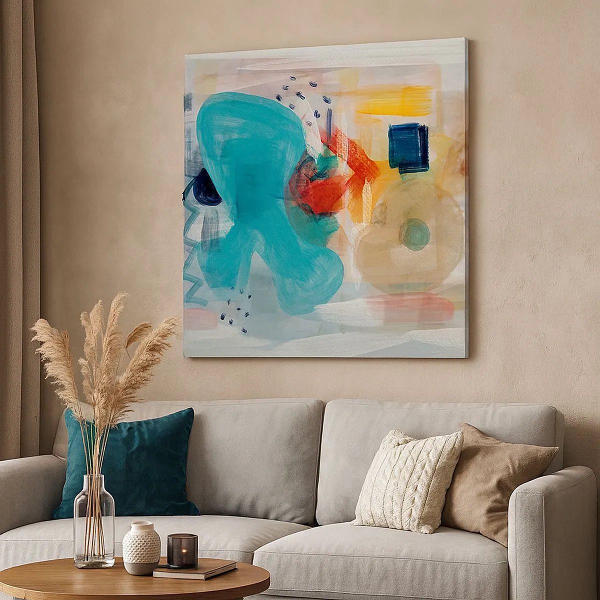 Quadro em tela - Jogo colorido - 30x30 cm