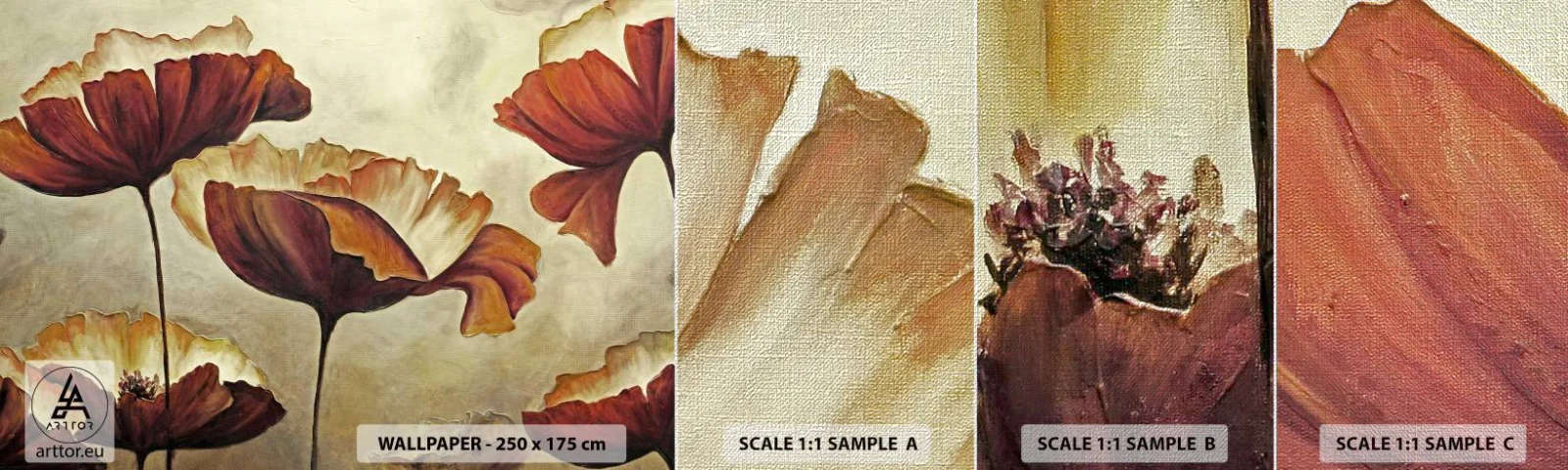 Amostra de papel de parede Premium Canvas - Prados e pradarias - Abstração, Flor, Pedaço - 100x30 cm