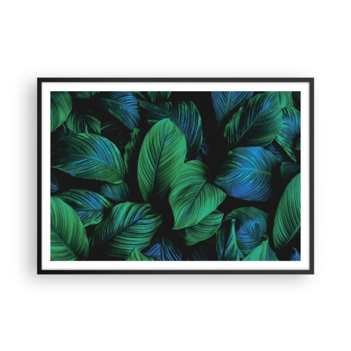 Pôster com moldura preta - Na multidão verde - 100x70 cm