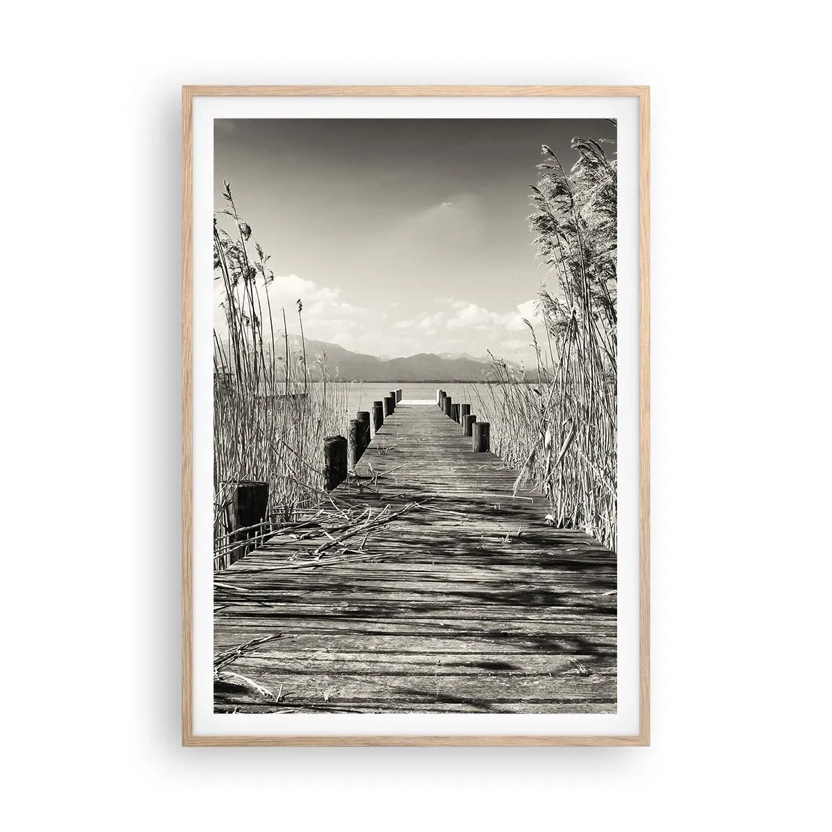 Pôster com moldura de carvalho claro - No silêncio da relva - 70x100 cm