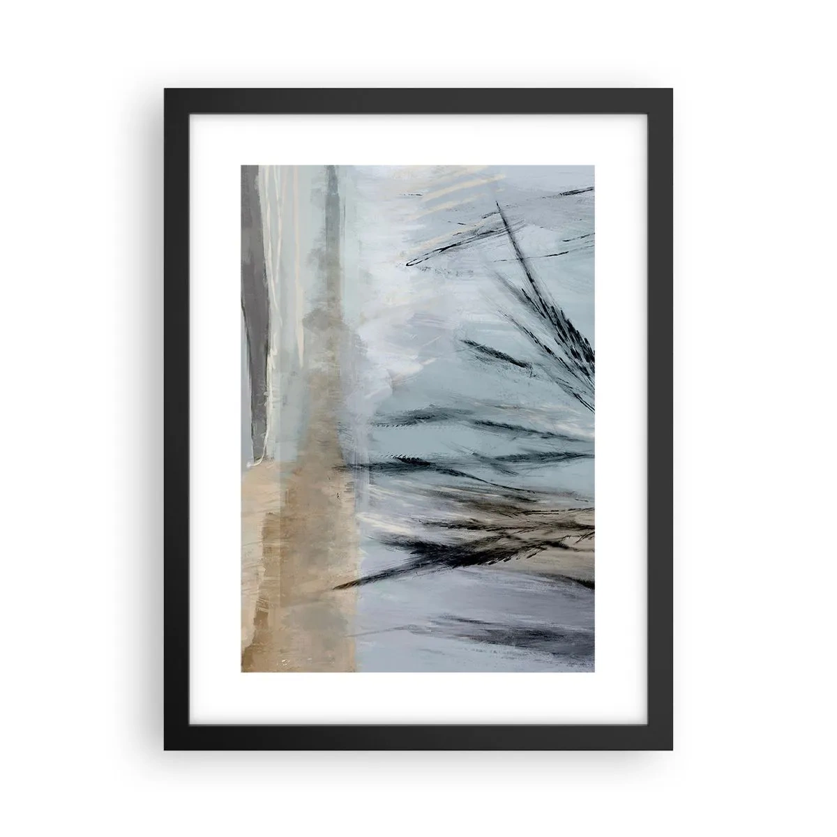Pôster com moldura preta - Campos de inverno - 30x40 cm