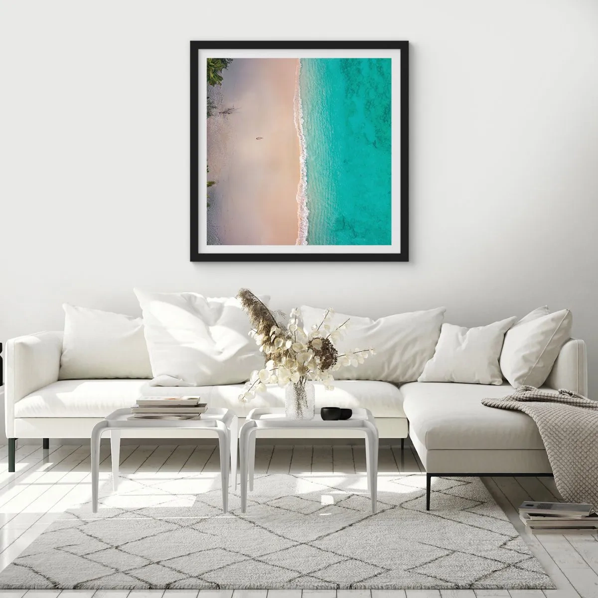 Pôster com moldura preta - Praia do paraíso - 30x30 cm