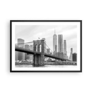 Pôster com moldura preta - Vibrações de Nova York - 70x50 cm