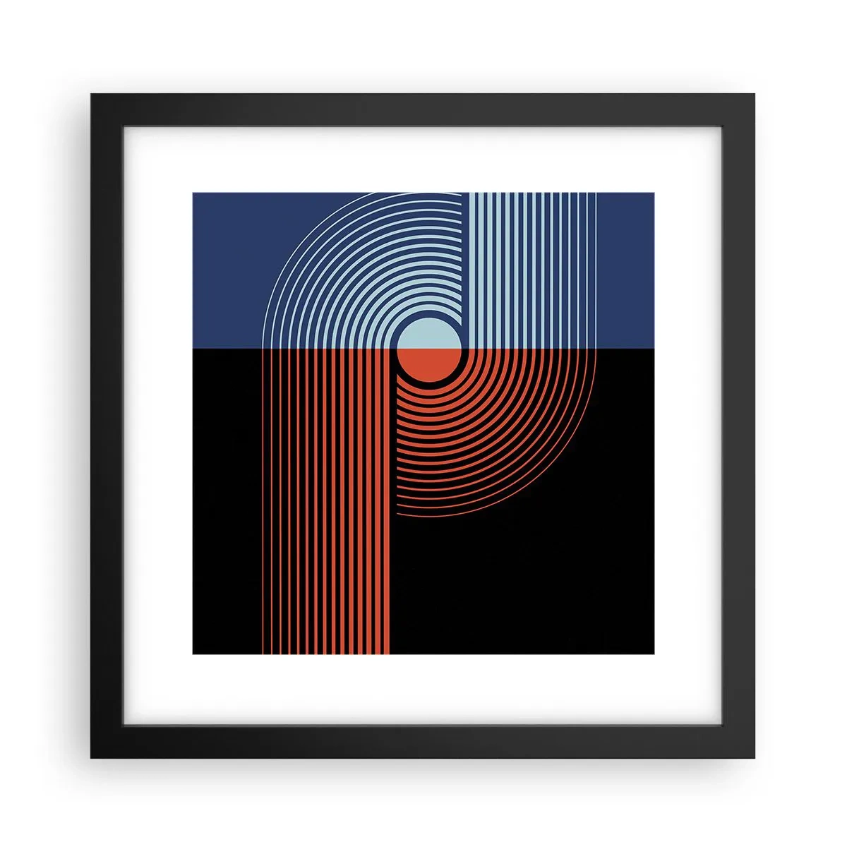 Pôster com moldura preta - Num abraço geométrico - 30x30 cm
