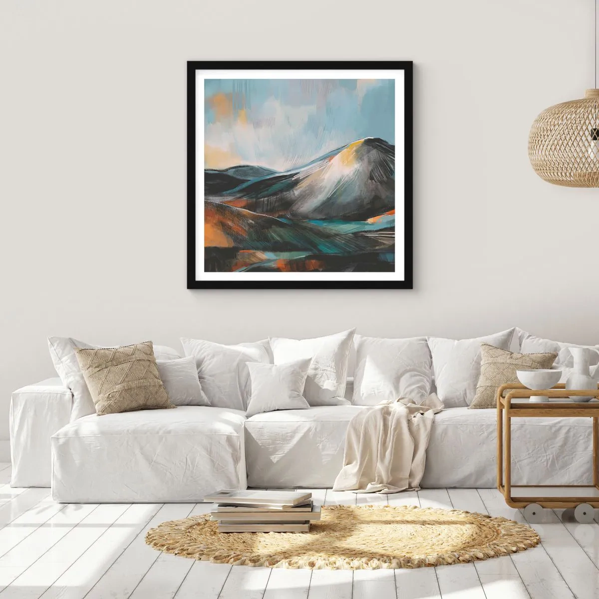 Pôster com moldura preta - Cru e lindo - 50x50 cm