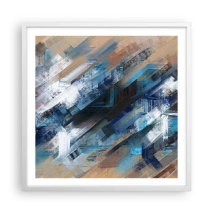 Pôster em moldura branca - Numa diagonal azul - 60x60 cm