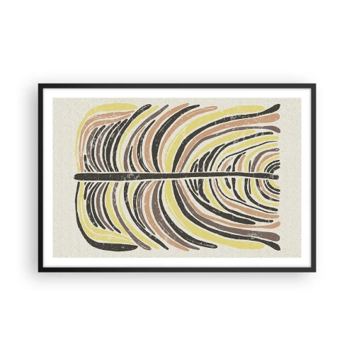Pôster com moldura preta - Abstração cheia de vida - 91x61 cm