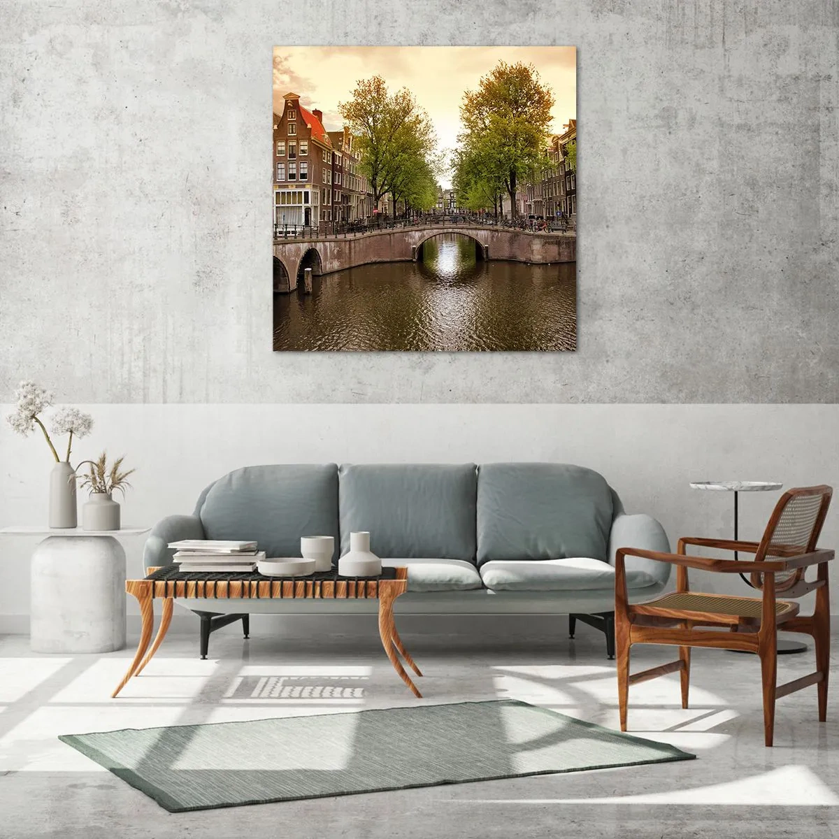 Quadro em vidro - De barco ou bicicleta? - 70x70 cm