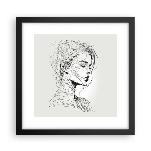 Pôster com moldura preta - Retrato em pensamento - 30x30 cm