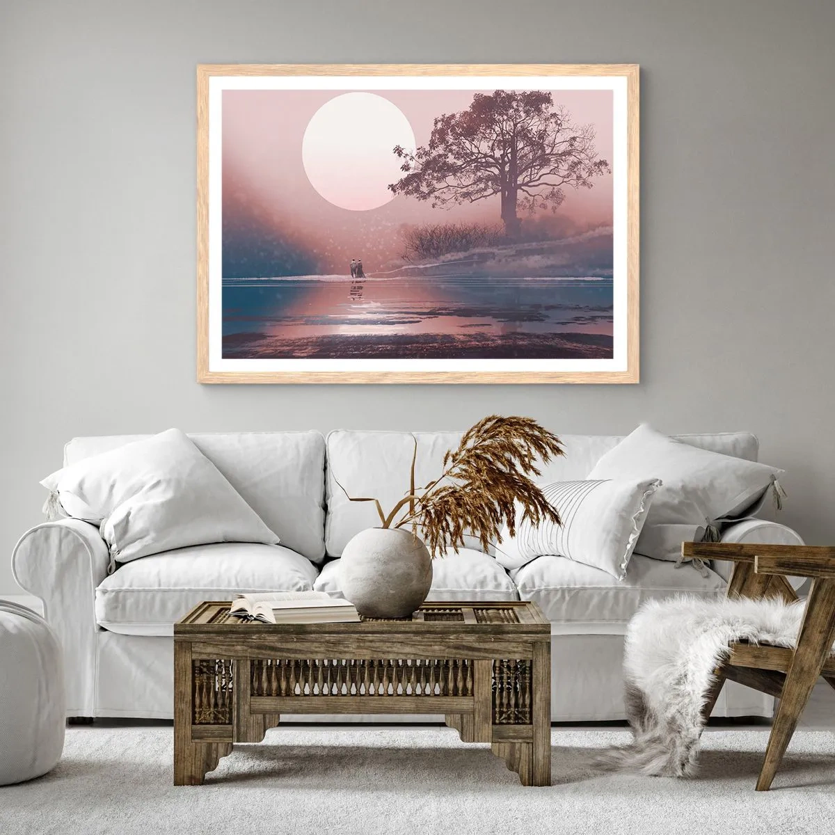 Pôster com moldura de carvalho claro - Maravilhas da noite - 70x50 cm