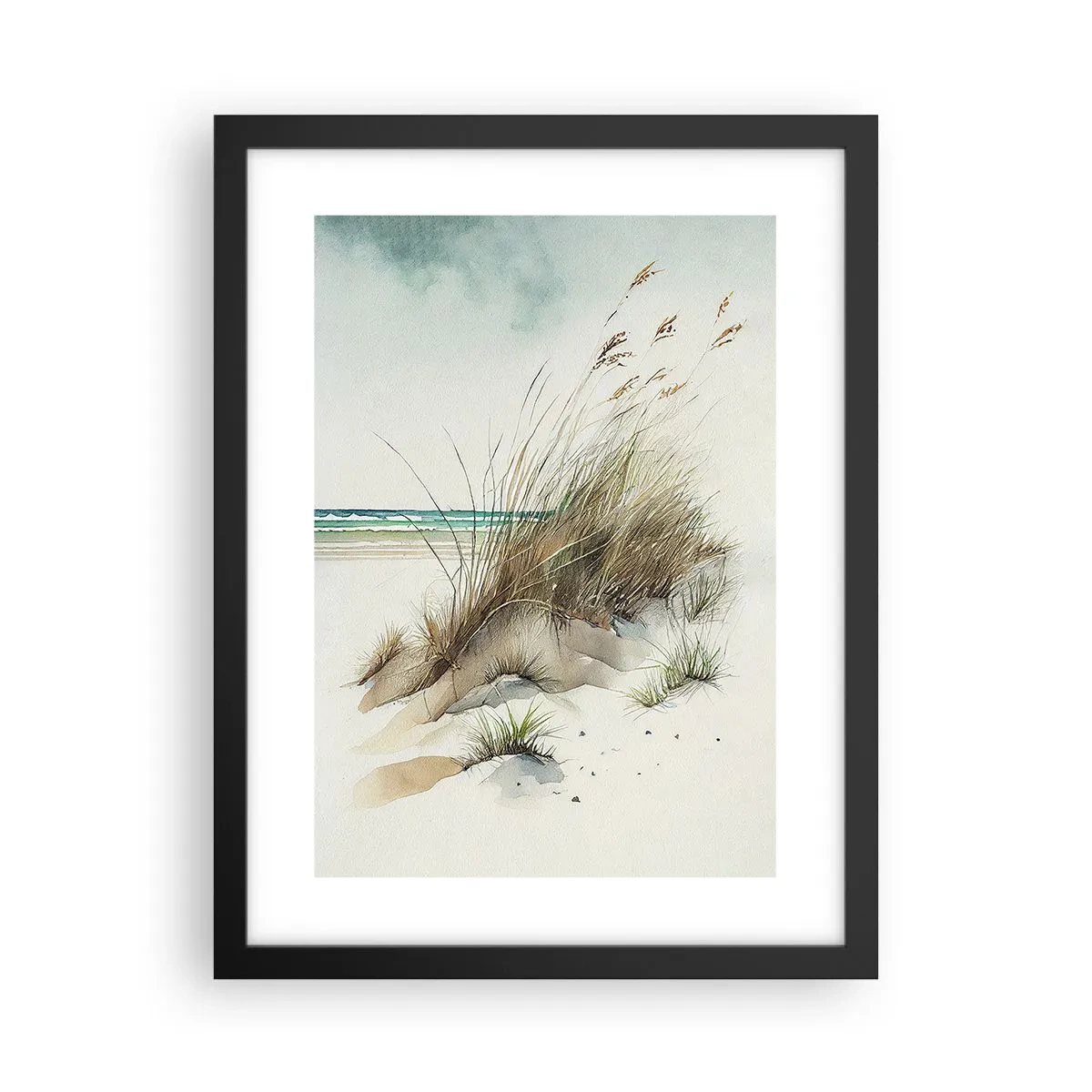 Pôster com moldura preta - Coberto de areia - 30x40 cm