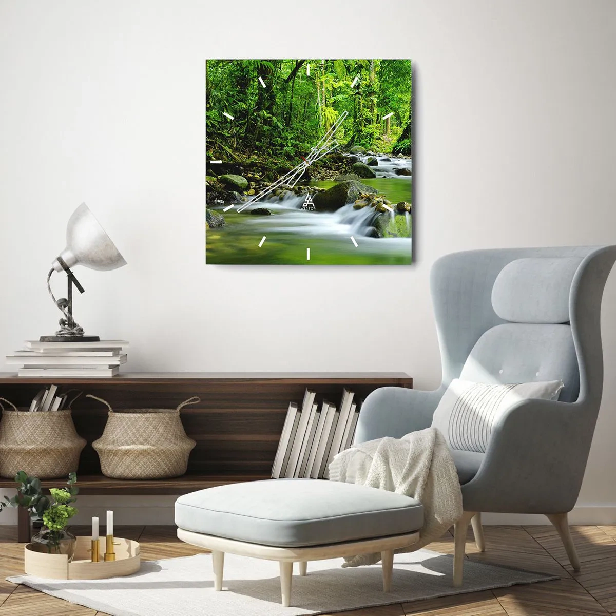 Relógio de parede - Relógio em vidro - Navegar no mar de vegetação - 40x40 cm