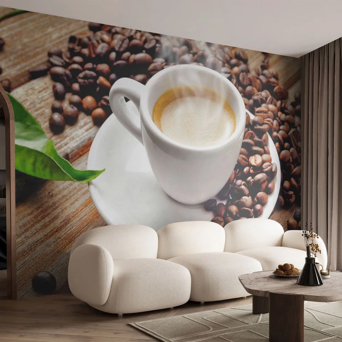 Papel de Parede Autocolante Deluxe Sticker - Pausa para um café - Gastronomia, Café, Xícara - 250x175 cm