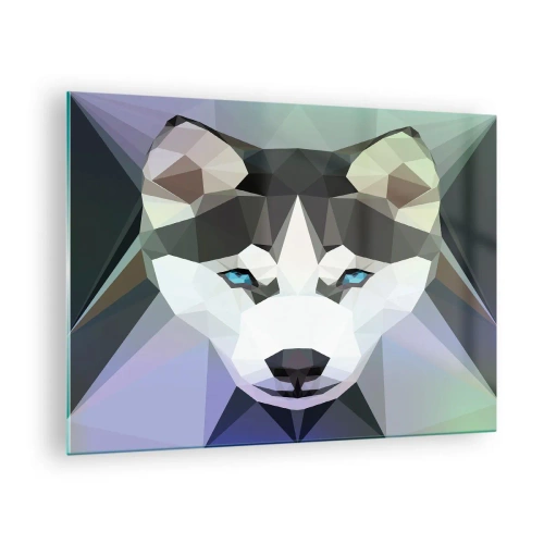 Quadro em vidro - Geometria de lobo em estilo moderno - 70x50cm - Memória da neve do norte - Decoração de parede moderna para a sala de estar e quarto ARTTOR