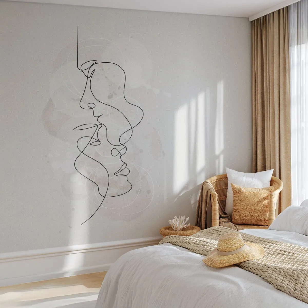 Papel de Parede Premium Canvas - Emaranhados num abraço - Abstração, Homem, Mulher - 200x140 cm