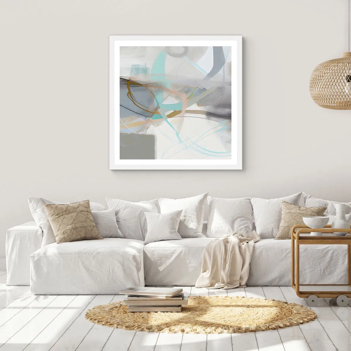 Pôster em moldura branca - Abstração enevoada - 30x30 cm