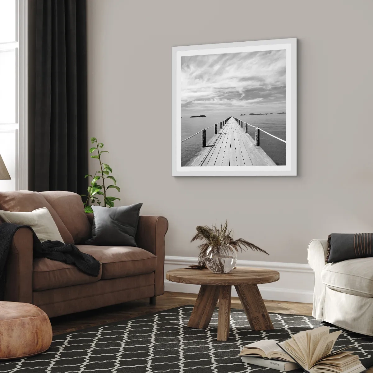 Pôster em moldura branca - Talvez uma viagem... - 40x40 cm