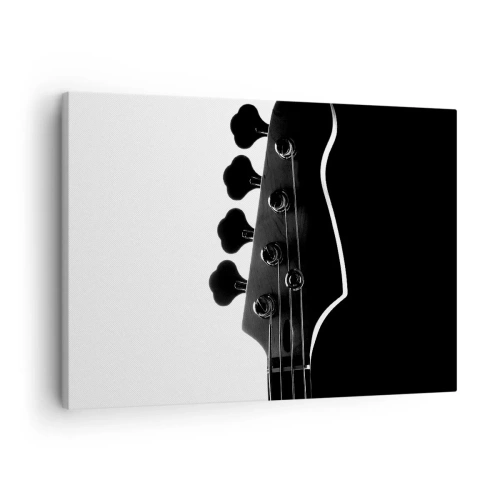 Quadro em tela - Silhueta preta e branca de um headstock de baixo - 70x50cm - Silêncio rochoso - Decoração de parede moderna para a sala de estar e quarto ARTTOR