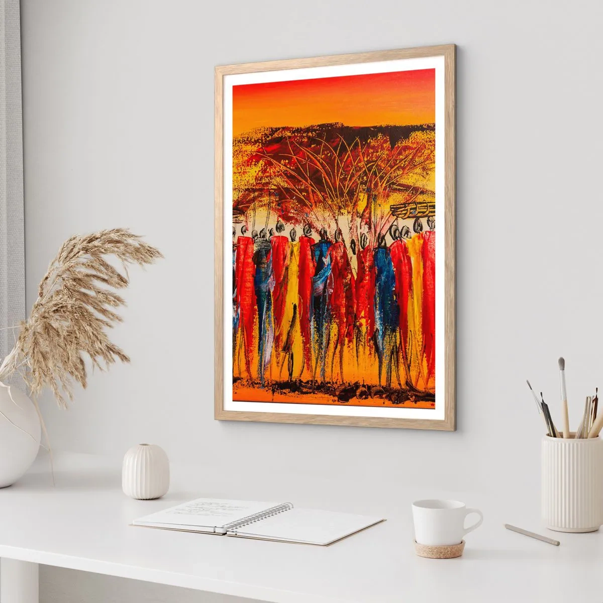 Pôster com moldura de carvalho claro - Lá, lá, lá vão eles - 40x50 cm