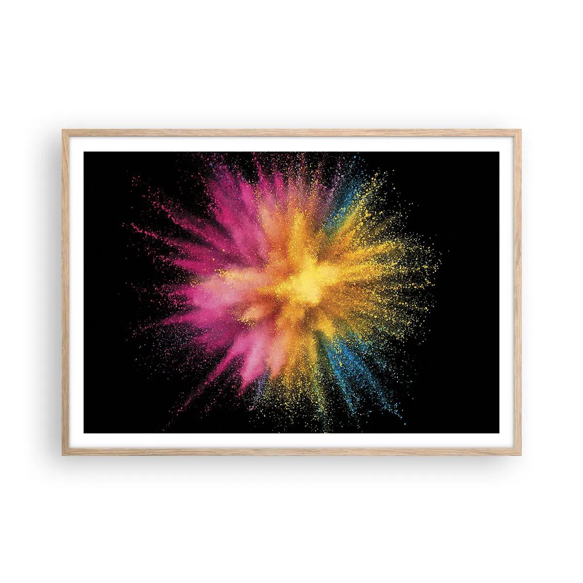 Pôster com moldura de carvalho claro - O nascimento das cores  - 100x70 cm