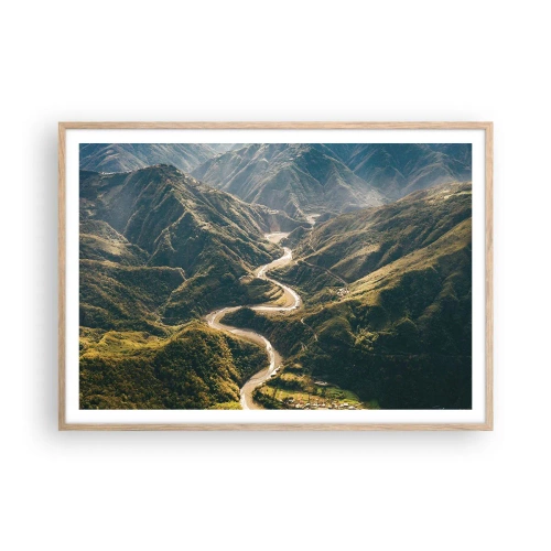 Pôster com moldura de carvalho claro - Direto do coração das montanhas - 100x70 cm