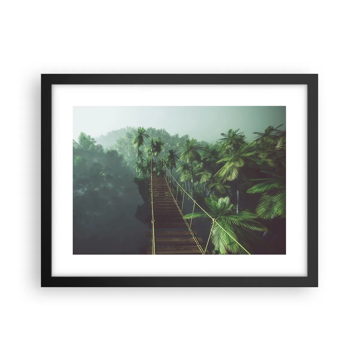 Pôster com moldura preta - Sobre o verde fervente - 40x30 cm