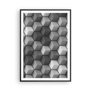 Pôster com moldura preta - Quebra-cabeça cubista - 70x100 cm