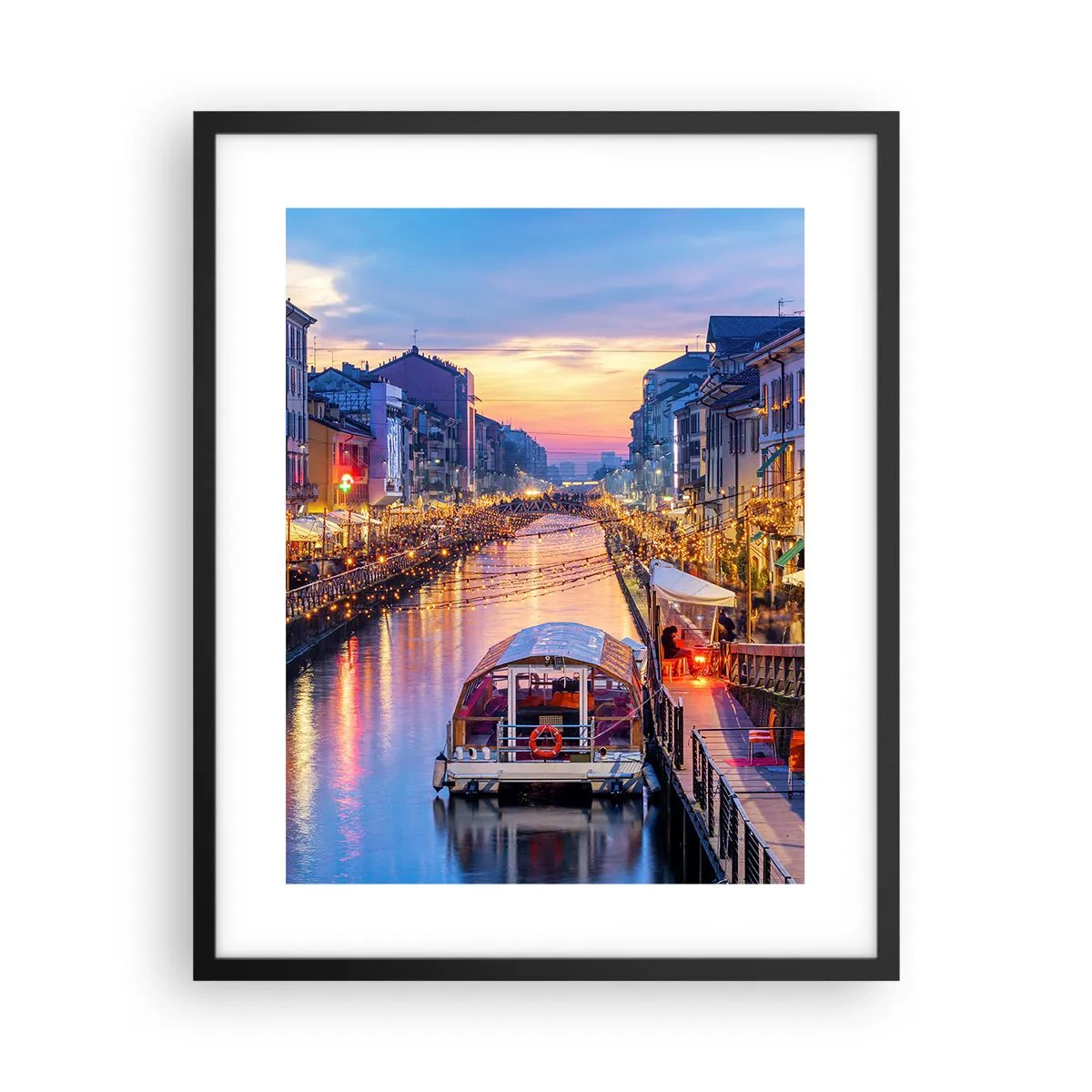 Pôster com moldura preta - Uma noite de luz e diversão - 40x50 cm