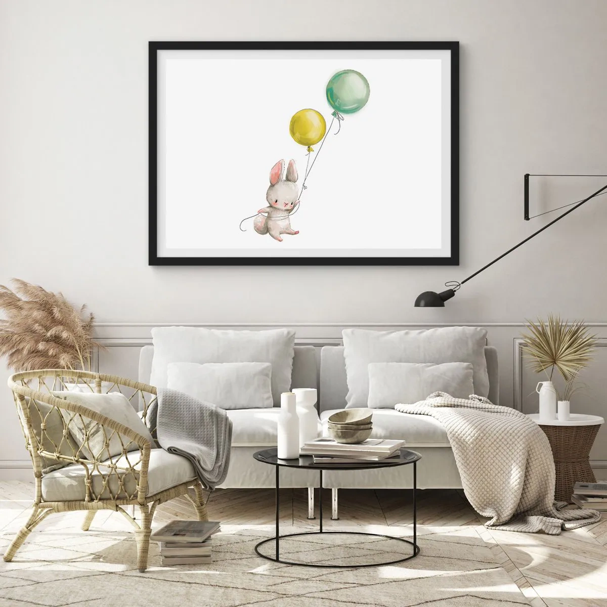 Pôster com moldura preta - Também quero voar! - 70x50 cm