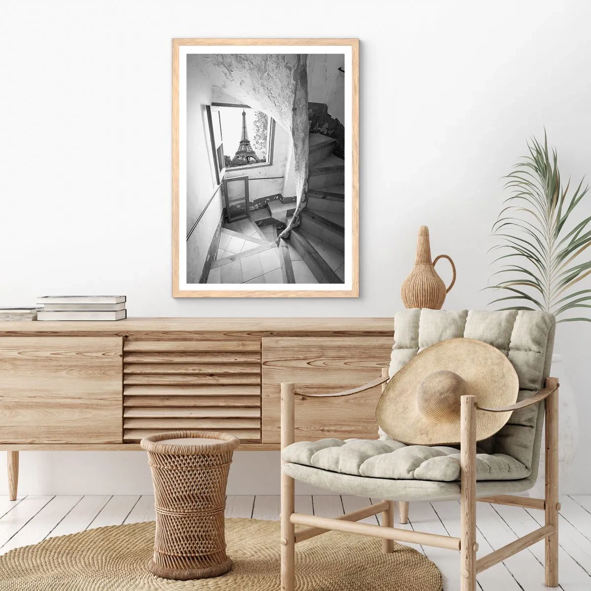 Pôster com moldura de carvalho claro - Que vista! - 70x100 cm