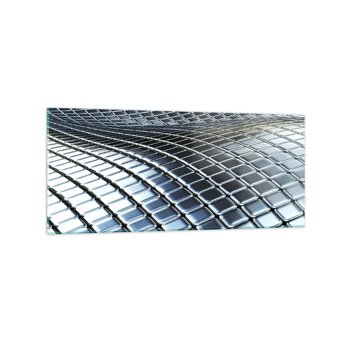 Quadro em vidro - Onda de prata metálica - 120x50 cm