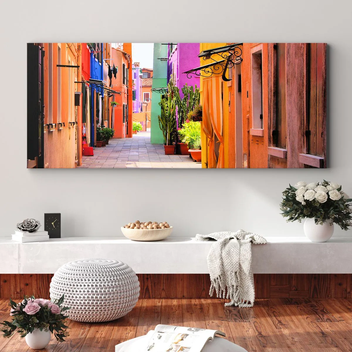 Quadro em tela - Beco arco-íris - 100x40 cm