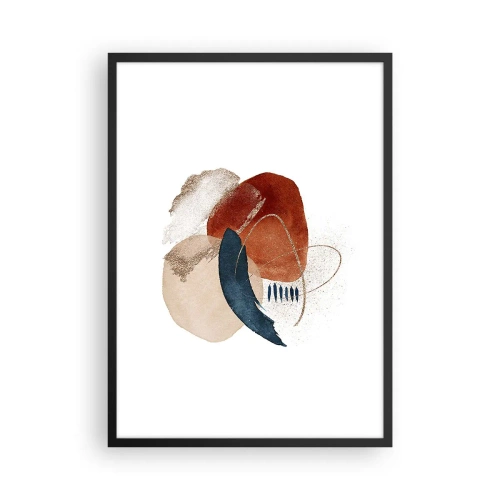 Pôster com moldura preta - Composição oval abstrata em cores quentes - 50x70cm - Composição oval - Decoração de parede moderna para a sala de estar e quarto ARTTOR