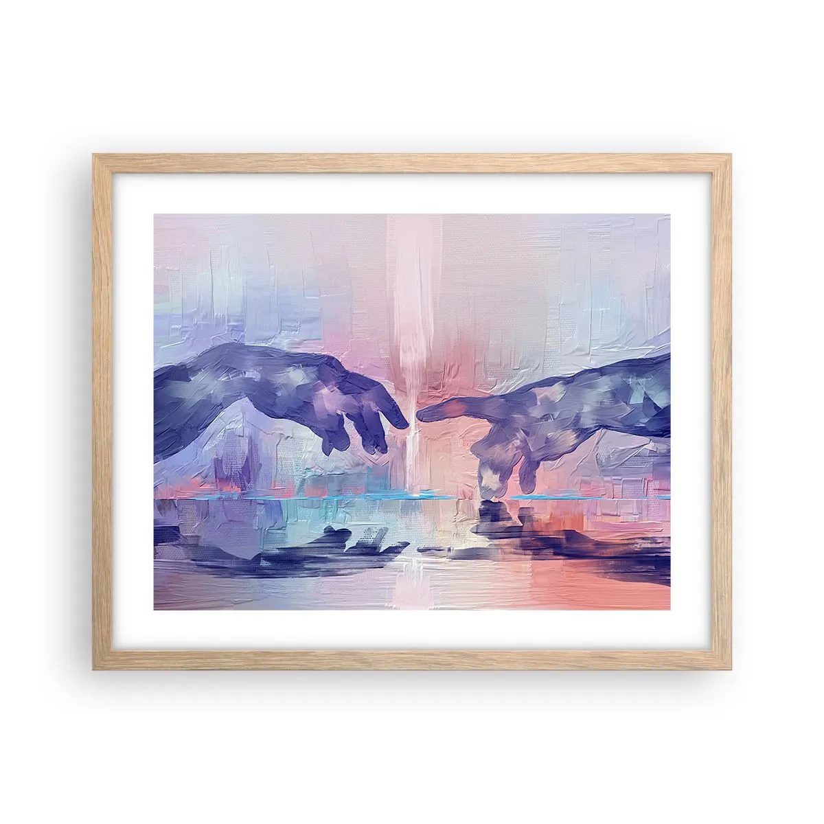 Pôster com moldura de carvalho claro - Faísca divina da vida - 50x40 cm