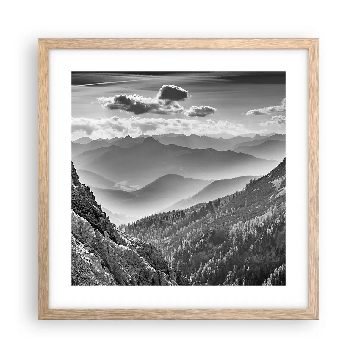 Pôster com moldura de carvalho claro - Até ao horizonte - 40x40 cm