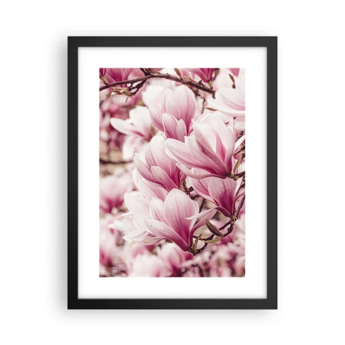 Pôster com moldura preta - A primavera é rosa - 30x40 cm
