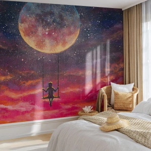Papel de Parede Autocolante Deluxe Sticker - Balanço nas nuvens - Abstração, Fantasia, Lua - 150x105 cm