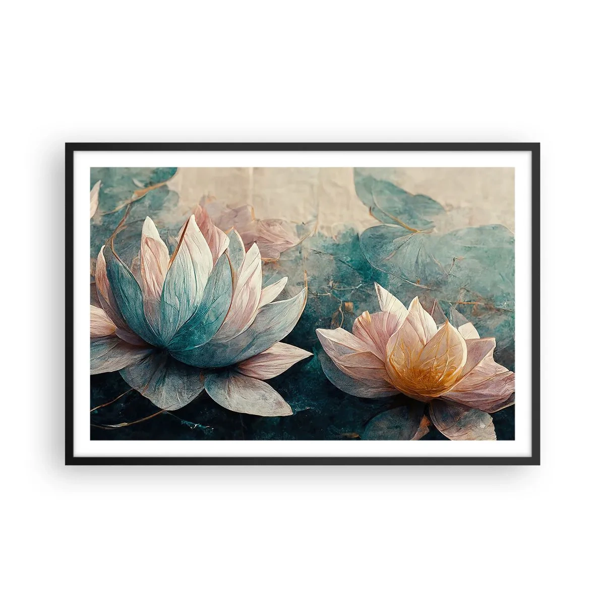 Pôster com moldura preta - Estrelas do lago - 91x61 cm