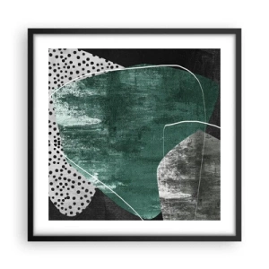 Pôster com moldura preta - Abstração colorida com folha de ouro - 50x50 cm