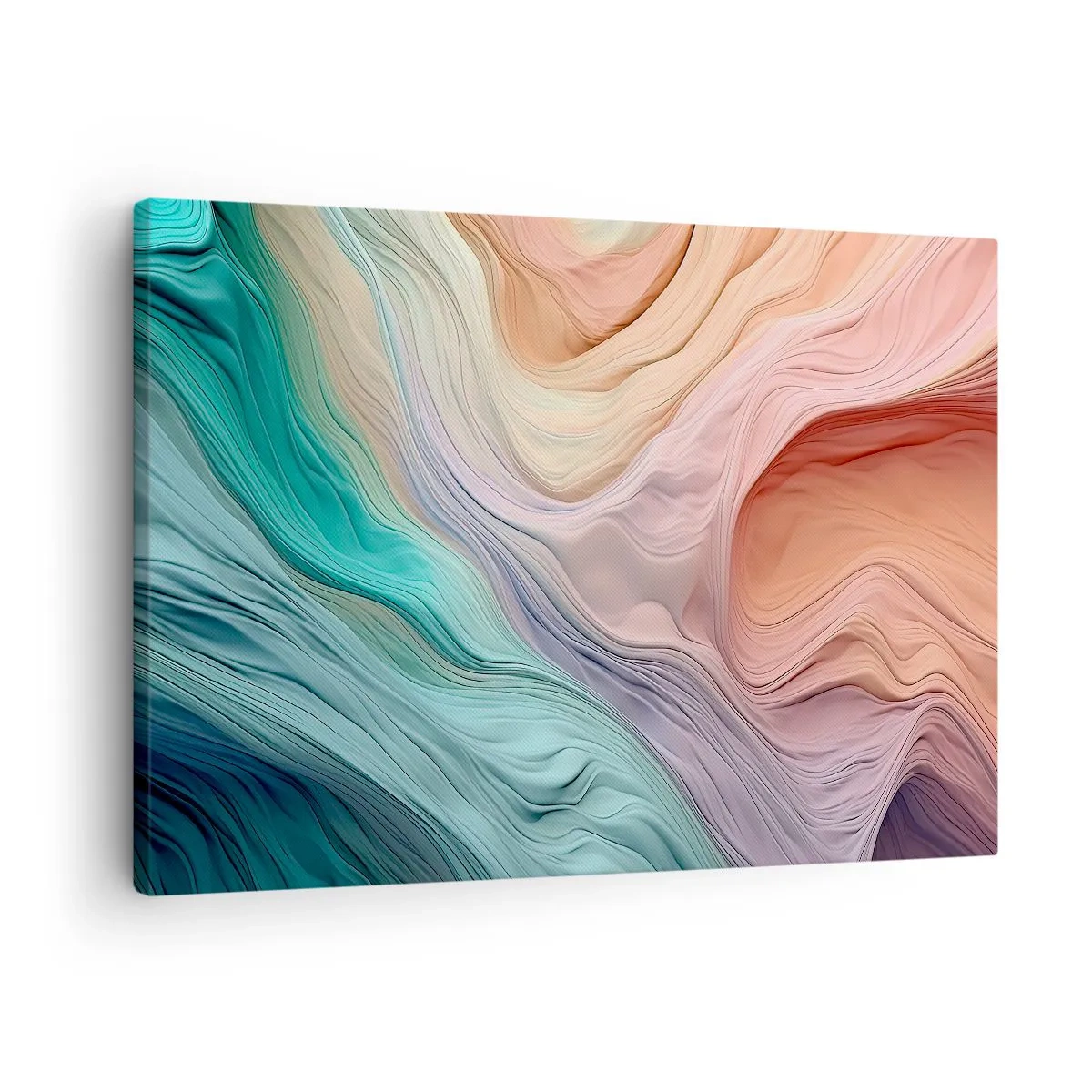 Quadro em tela - Ondas abstratas em cores pastel e arco-íris - 70x50cm - Onda arco-íris - Decoração de parede moderna para a sala de estar e quarto ARTTOR
